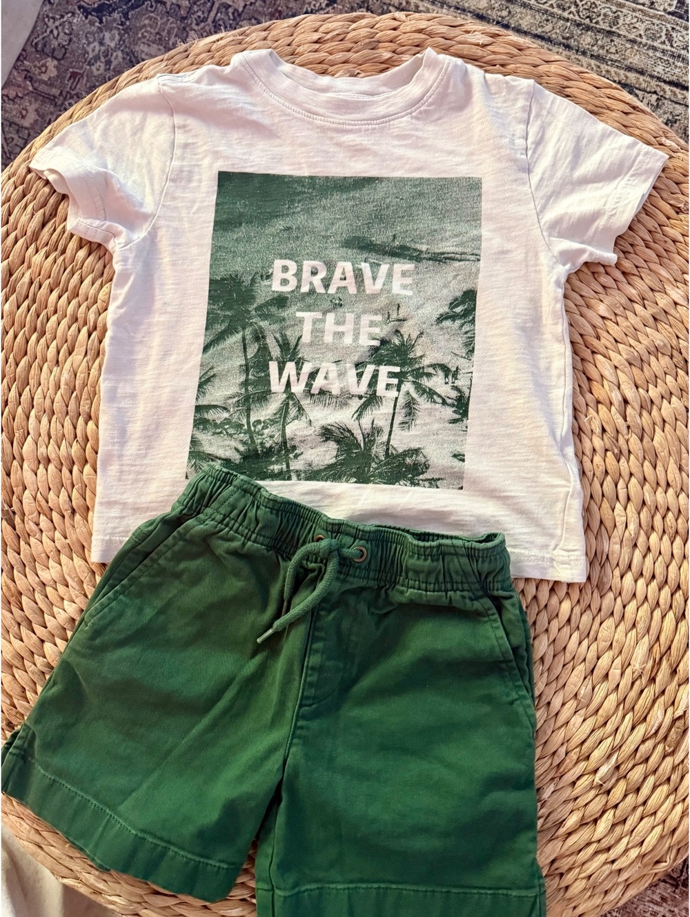 Crewcuts Shorts and Graphic Tee Sz 4-5 Brave the Wave Tee